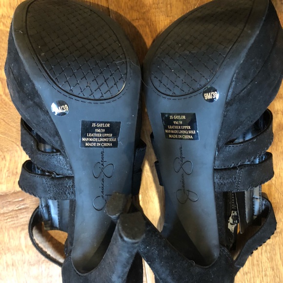 Jessica Simpson Strap Suede Heels in Black - Picture 7 of 7